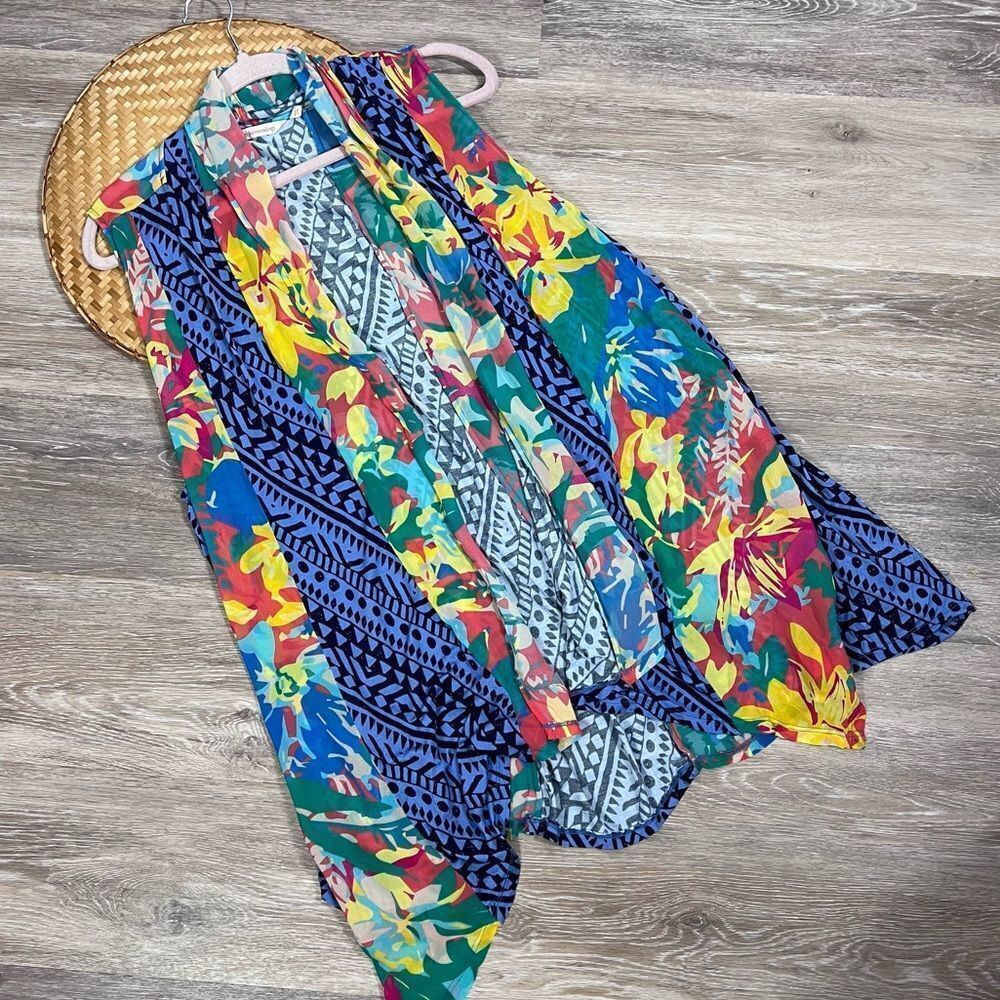 Soft surroundings art to wear boho colorful open front sleeveless vest ONESIZE
